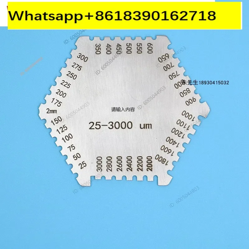 Wet Film Card Wet Film Comb Thickness Gauge Stainless Steel Hexagonal Wet Film Thickness Gauge 25-3000um