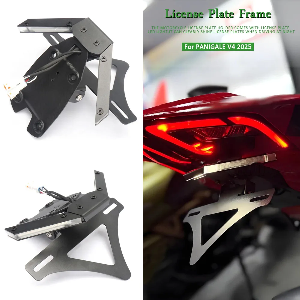 

Motorcycle Accessories Number License Plate Holder Frame Rear Tail Tidy Fender Eliminator Kit For Ducati Panigale V4 v4 2025
