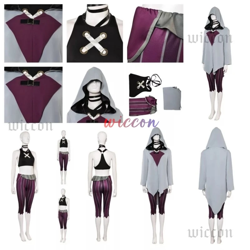 Arcane LOL Jinx Cosplay Fantasia Wig Cloak Top Pants Set Costume Disguise For Female Women Adult Halloween Carnival Party Suit
