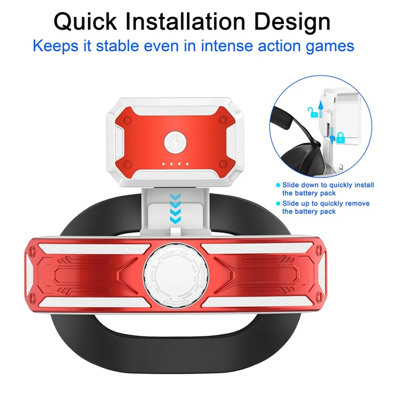 

A73E-VR Head Strap With Battery For Meta/Oculus Quest 2,Adjustable Elite Strap VR Power Charger Station VR Accessories