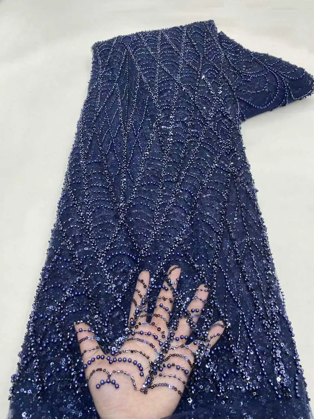 High Quality African Sequins Beaded Lace Fabric 2025 French Nigerian Style Embroidery for Wedding Sewing And Special Occasions