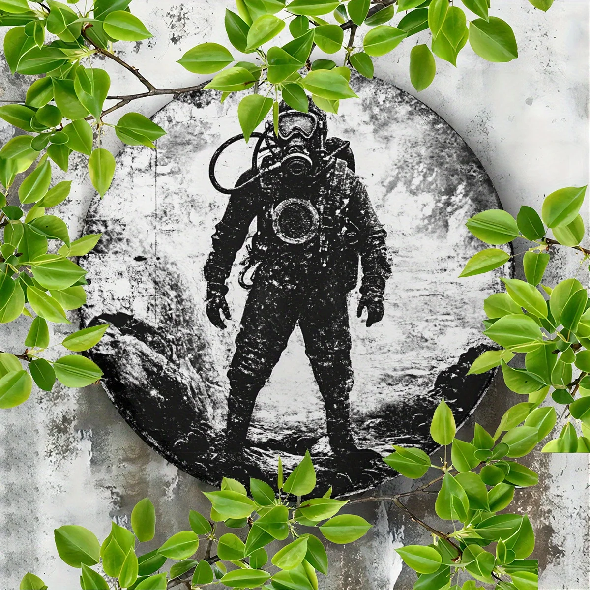 علامة منقوشة من رقائق الألومنيوم مستوحاة من الطراز العتيق، ديكور فني جداري معدني مقاس 8 × 8 بوصة للمرآب وغرفة المعيشة - غوص غوص ريترو S #4