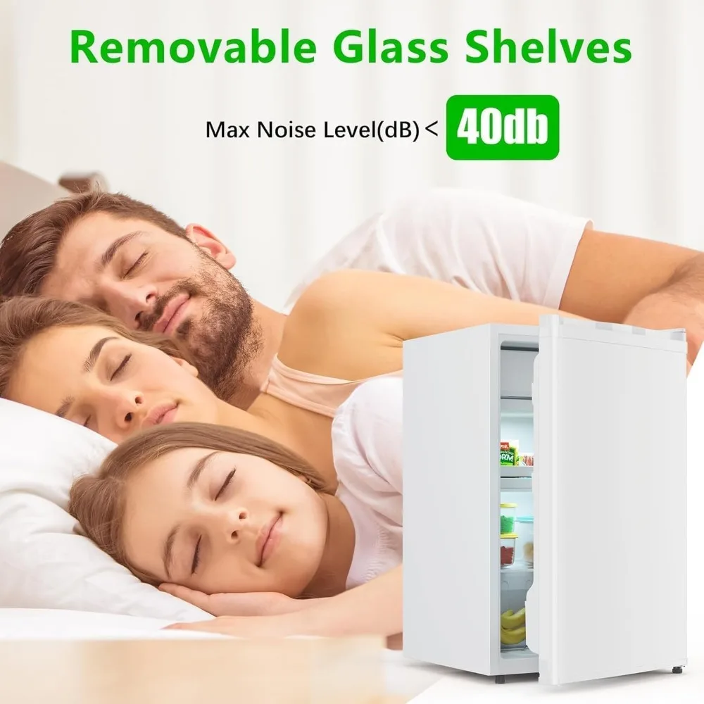 4.3 Cu.Ft Mini Refrigerator With Freezer Compact Single Door Small Fridge for Bedroom, Office Room Portable Refrigerator With 7