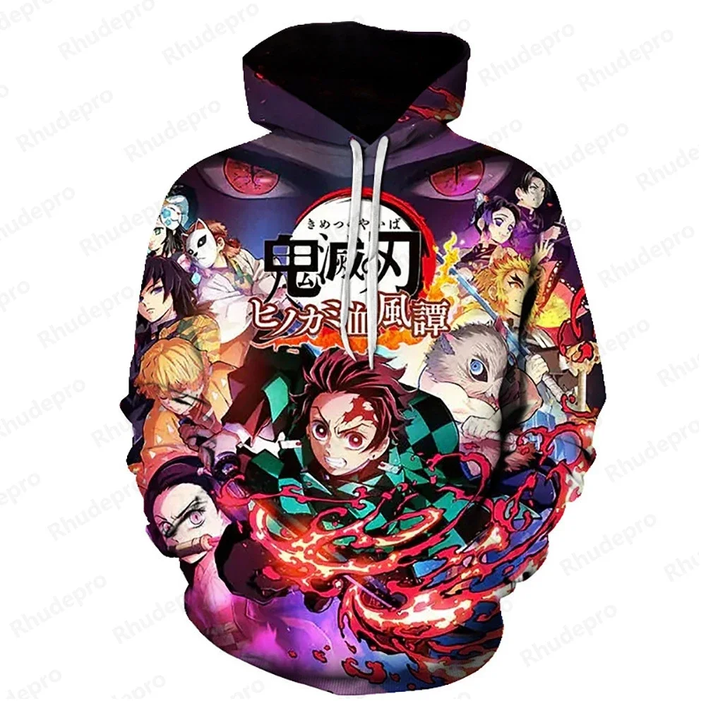 2025 Fall/Winter Japanese new design Demon Slayer: Kimetsu no Yaiba Manga 3D printed unisex hoodie Warm jacket for children 6XL
