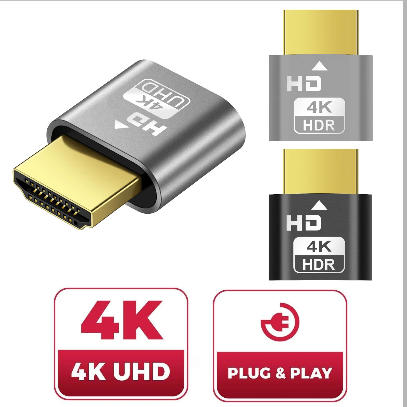 Emulator monitora wirtualnego 4K EDID, kompatybilny z HDMI 2.0, adapter dummy plug do wyświetlania bez głowicy (headless), obsługuje rozdzielczości do 4K@60Hz i 1080@120Hz.