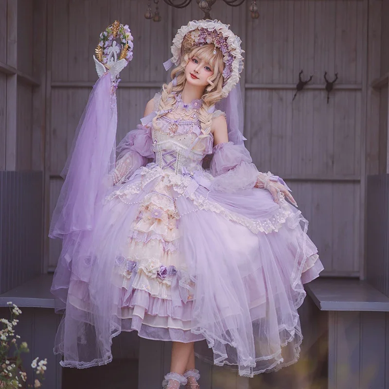 Vestito Lolita da tè per ragazze giapponesi Harajuku Court splendido abito Jsk da principessa Lolita Vintage in chiffon