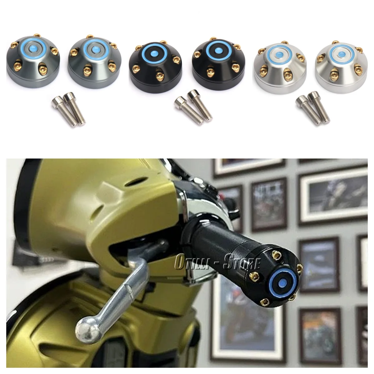 

Motorcycle CNC Handle Bar End Plug Handlebar Grips Cap For Vespa Primavera 150 Sprint 150 GTS 300 GTS300 Handlebar Protection