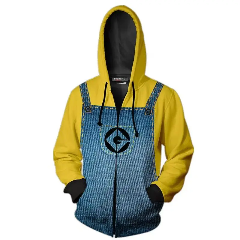 Ich – Einfach Unverbesserlich Minions Cartoon Niedlicher Digitaldruck Cosplay Kleidung Lässiges Kapuzenpullover Kreative personalisierte Jacke Geschenk