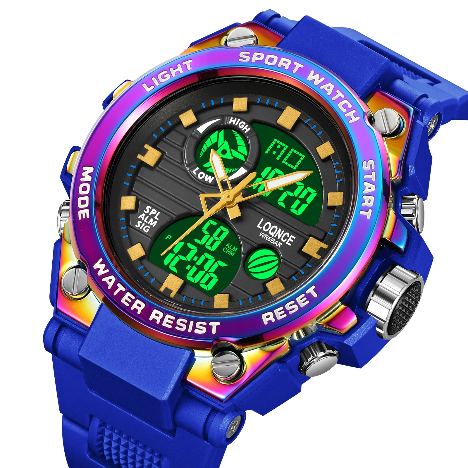 

New LOQNCE Watch 98002 Analog-Digital Movement Men's Watch High Quality TPU Band Calendar Luminous 50M Waterproof Watches