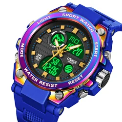 New LOQNCE Watch 98002 Analog-Digital Movement Men's Watch High Quality TPU Band Calendar Luminous 50M Waterproof Watches