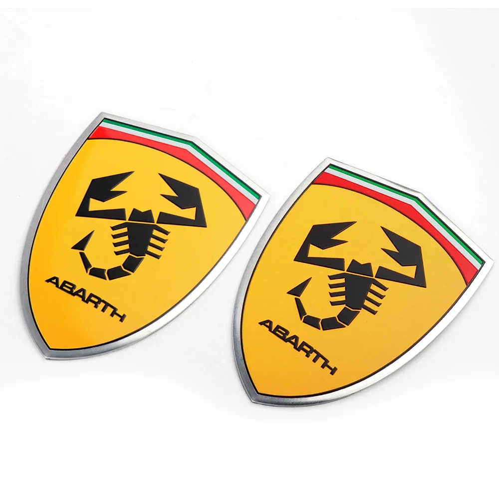 1/2pcs Car Styling 3D Aluminum ABARTH Scorpion Badge Sticker Body Trunk Decoration For Fiat 500 Punto Stilo Ducato Palio Pondo