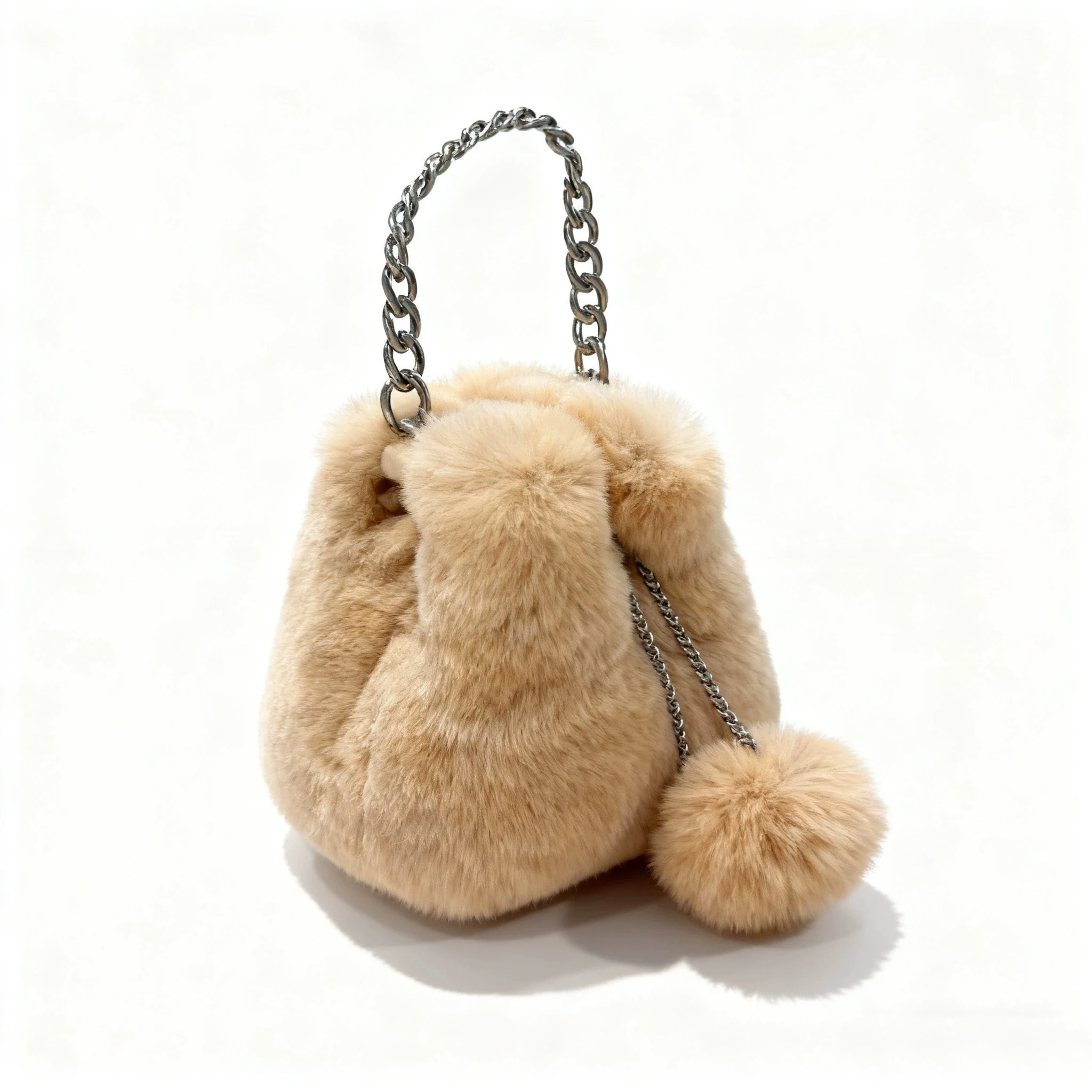 

Autumn Winter Women's mini Handbag Rex rabbit fur Soft Bucket Bag Lady Purse Evening Clutch Bag Female Shoulder Crossbody Bag