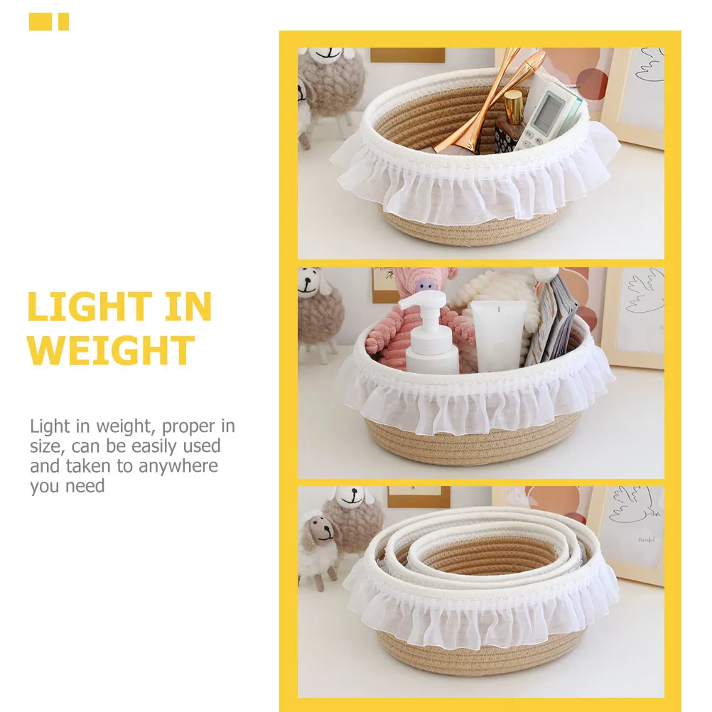 

Storage Box Woven Basket Table Organizer Sundries Snacks Mini Shelf Baskets Small Sundry Fabric Mesh