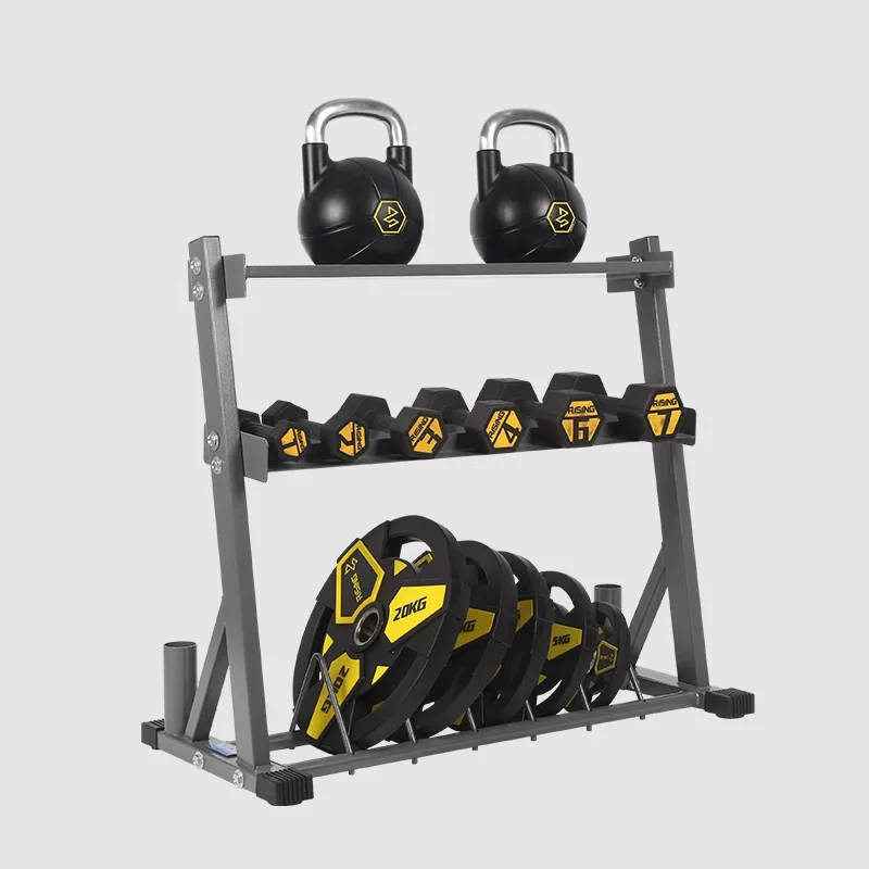 حامل تخزين رف لوحة الوزن من 3 طبقات لرف الدمبل/Kettlebell/لوحة الوزن وقضيب التجعيد