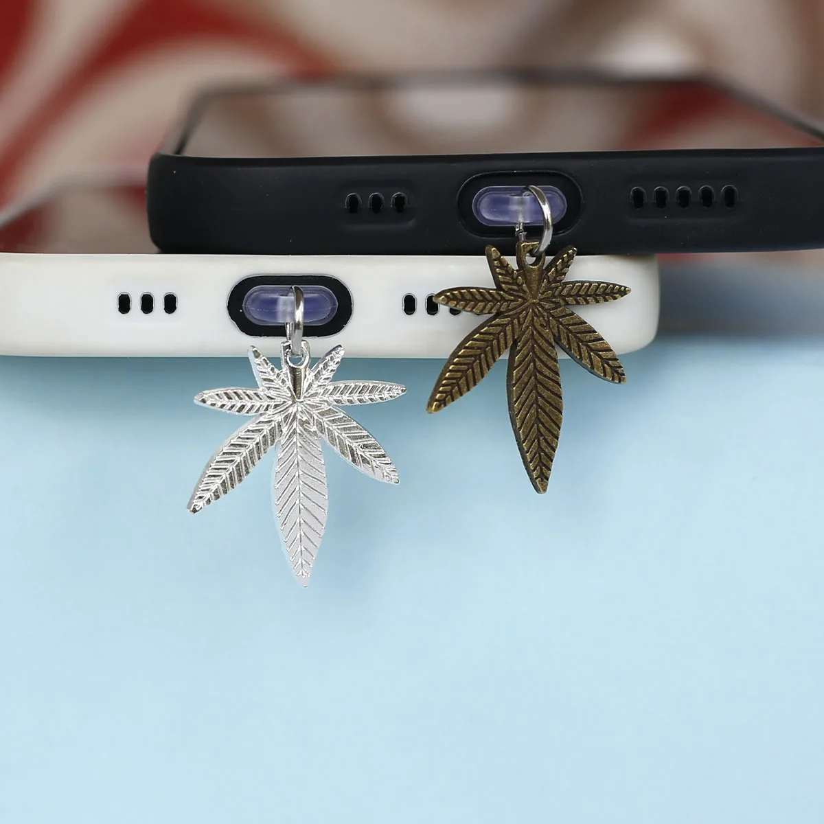 Mobile Phone Dust Plug Pendant 1pc Maple Leaf  Leaves Phone Accessory Decoration For Iphone Type-c Port Dust Plug Hangings Gift