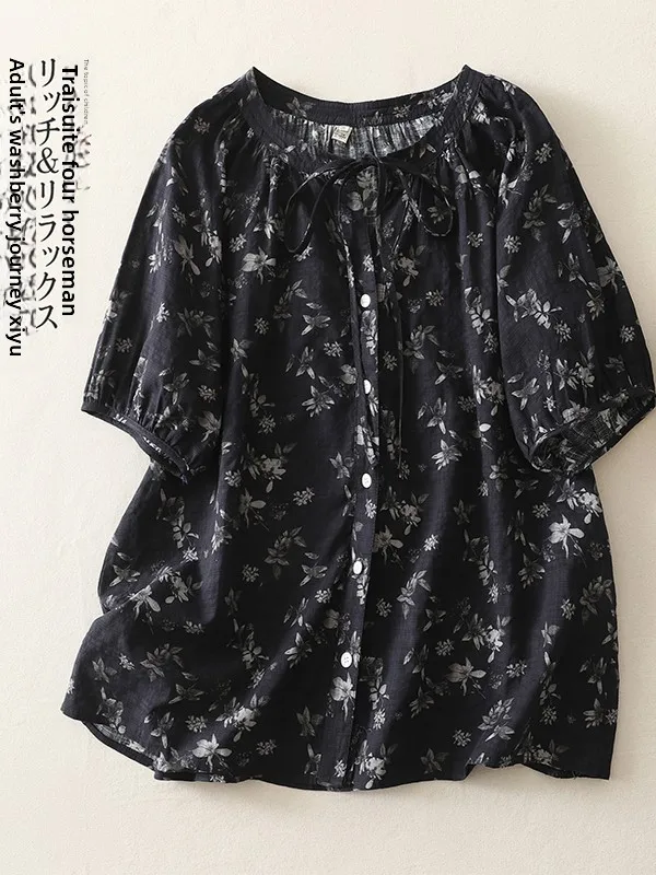 

Легкая свободная рубашка с цветочным принтом, летняя, модная, уникальная, в корейском стиле, для повседневной носки, женская, модная.