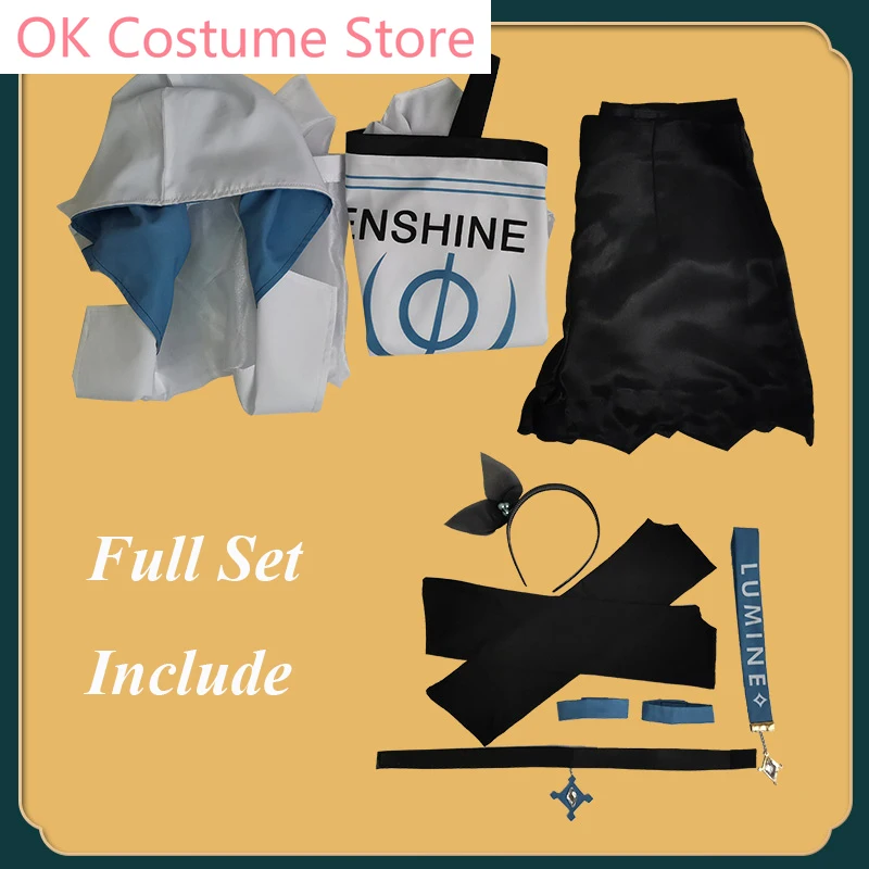 Anime! Genshin Impact Lumine Game Suit Fashion School Uniform Cosplay Costume Halloween Party Outifit Dailydress Women 2021 NEW