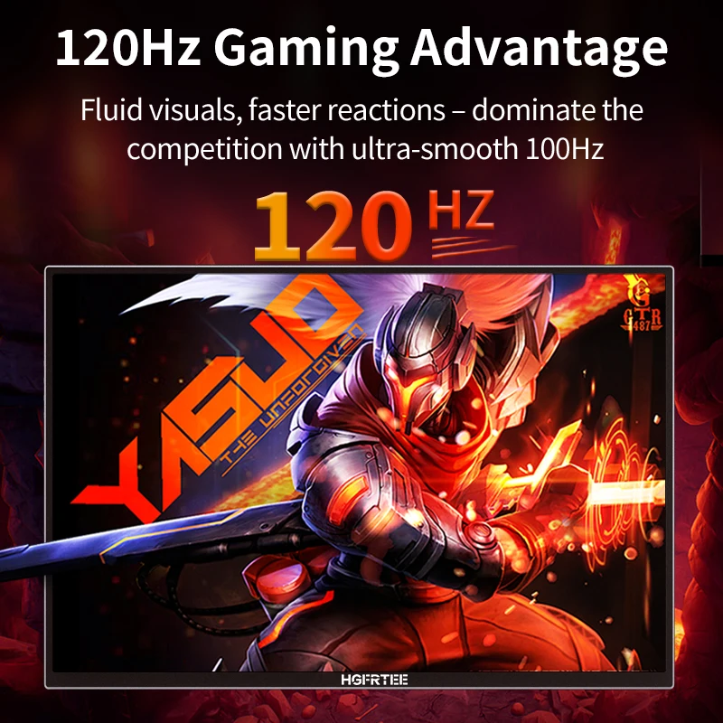 شاشة HGFRTEE مقاس 18.5 بوصة محمولة 100% SRGB 120HZ شاشات ألعاب خارجية مزدوجة النوع C للتبديل والهاتف المحمول Xbox PS4/5