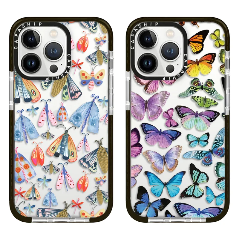 Full Screen Colorful Moth Butterfly Case For iPhone 15 14 13 12 11 Pro X XS XR Max 7 8 Plus SE Soft TPU Shockproof Back Cover