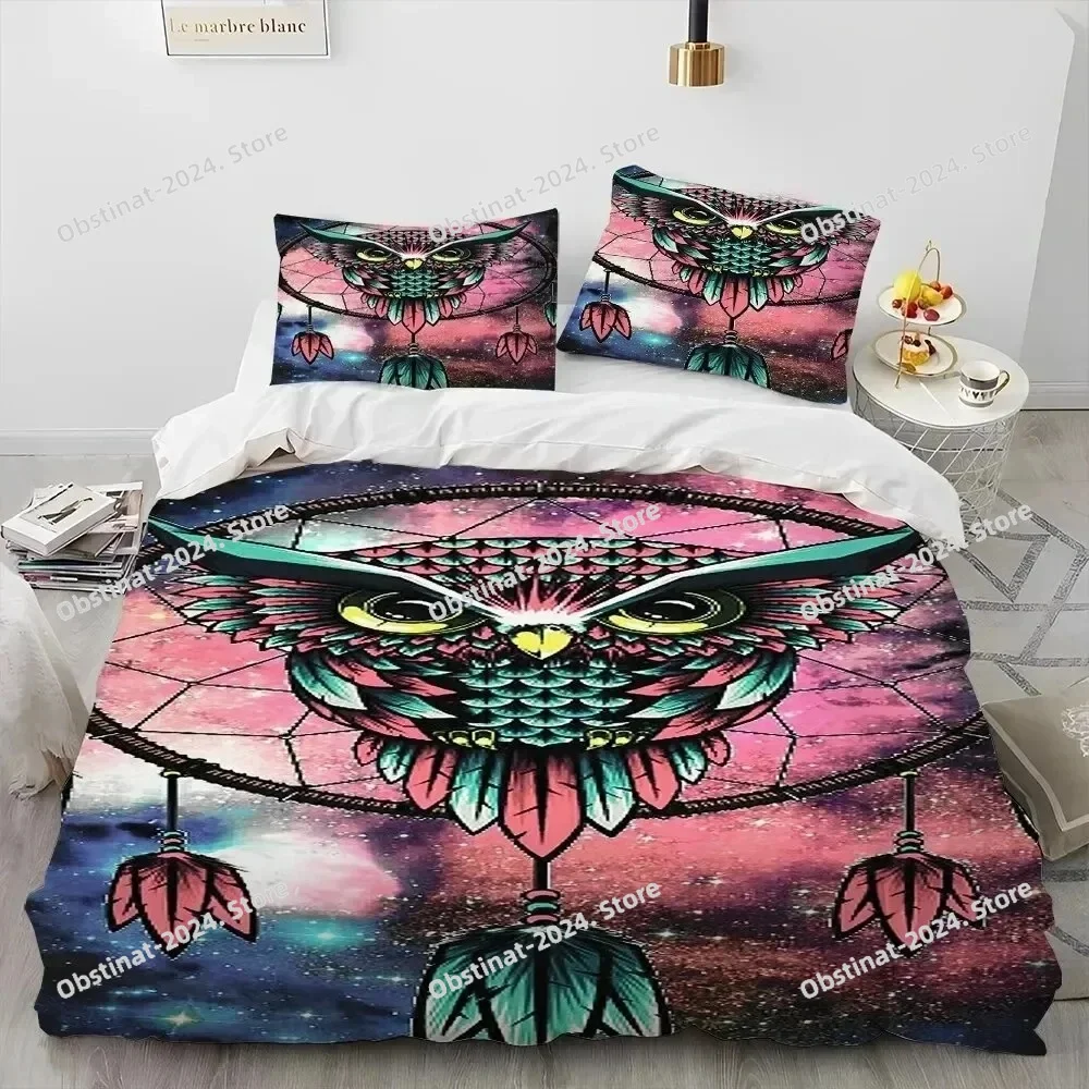 

Fashion DreamCatcher Feather Owl Bedding Set Duvet Cover Bed Set Quilt Cover Pillowcase Comforter king Queen Size Boys Adult