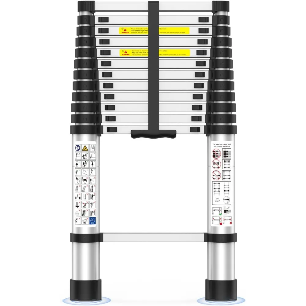 

Telescoping Ladder,12.5 FT Extension Ladder, Heavy Duty 330lbs Max Capacity, Multi-Purpose Collapsible Ladder for RV or Outdoor