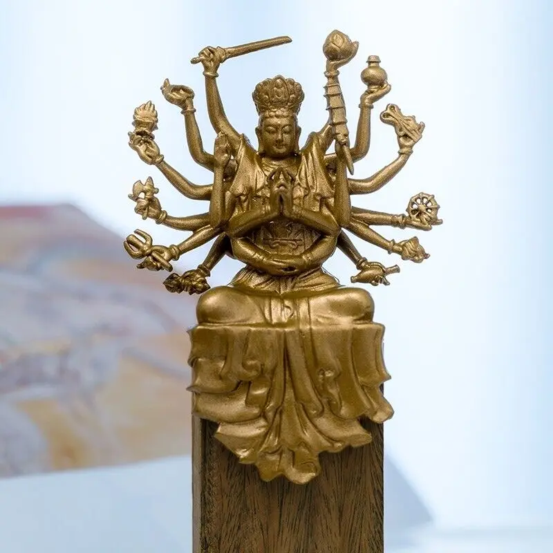 Cundi Bodhisattva Vintage laiton bouddha Statue sagesse Compassion Zen décor cadeau