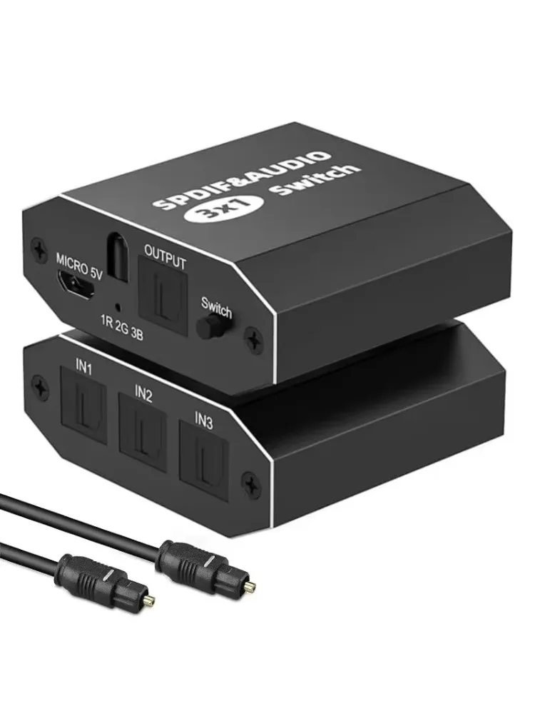 3-portowy przełącznik audio SPDIF Toslink 3x1 cyfrowy optyczny przełącznik audio koncentrator selektora z pilotem na podczerwień obsługa LPCM 2.0 — zdjęcie produktu 7