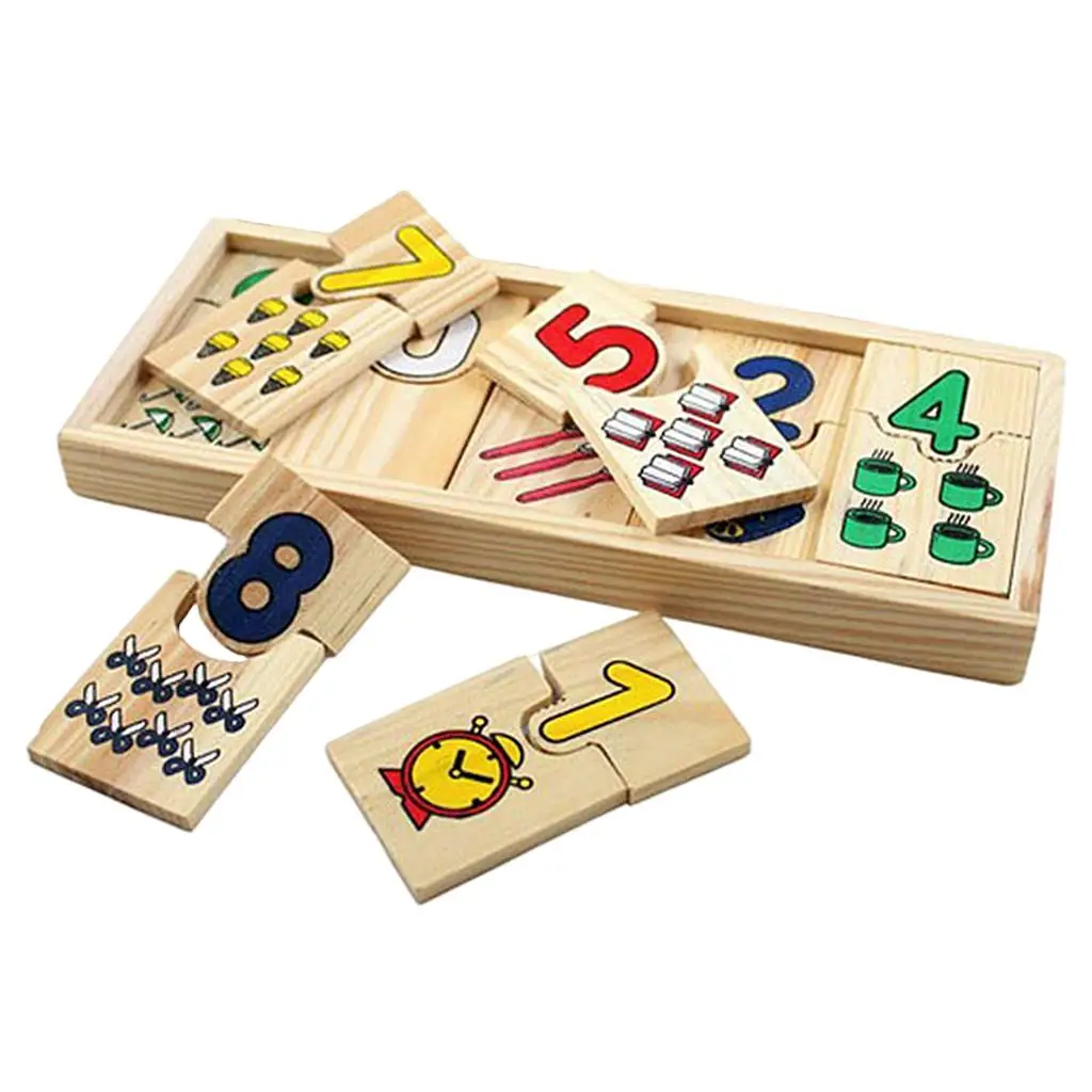 Conjunto de quebra-cabeça educacional precoce de madeira para crianças, brinquedo, jogo contando, número de matemática, jogo pré-escolar, presente infantil