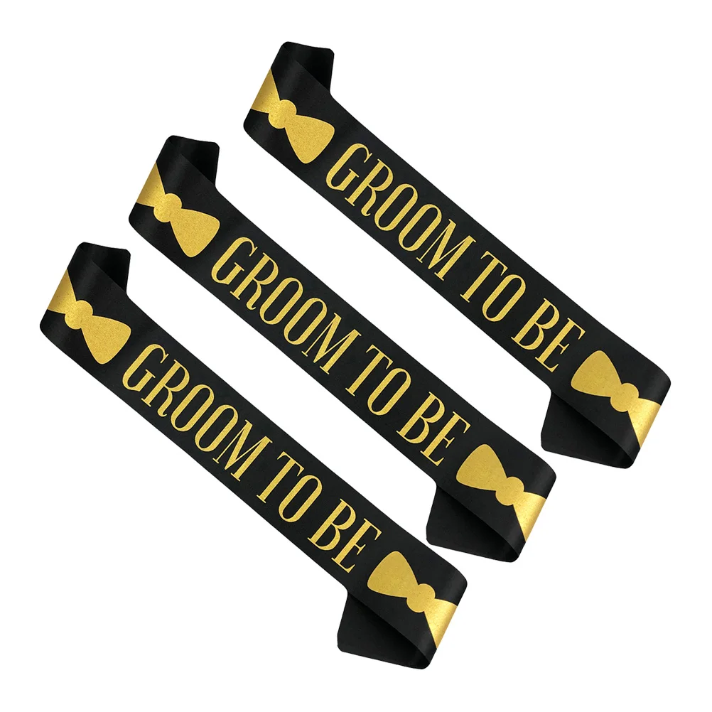 

3 Pcs Groom Black Golden Printing One Sash Size Fits Most Wedding Bachelor Bachelor Party Sash Party Etiquette Belt Accessory