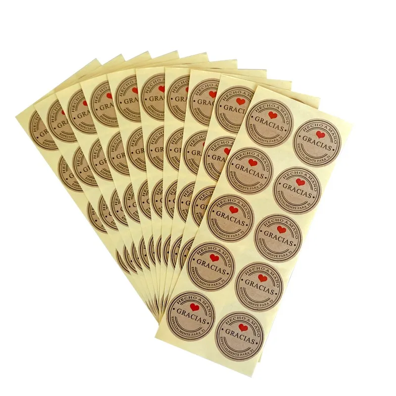 100PCS/lot multiple styles Kraft Gracias Spanish Thank You labels Stickers Handmade Scrapbooking Stationery Sticker