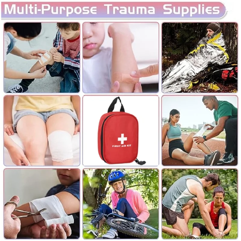 Kit de primeros auxilios portátil para viaje y hogar, bolsa de supervivencia de emergencia, medicina para acampar al aire libre, almacenamiento en