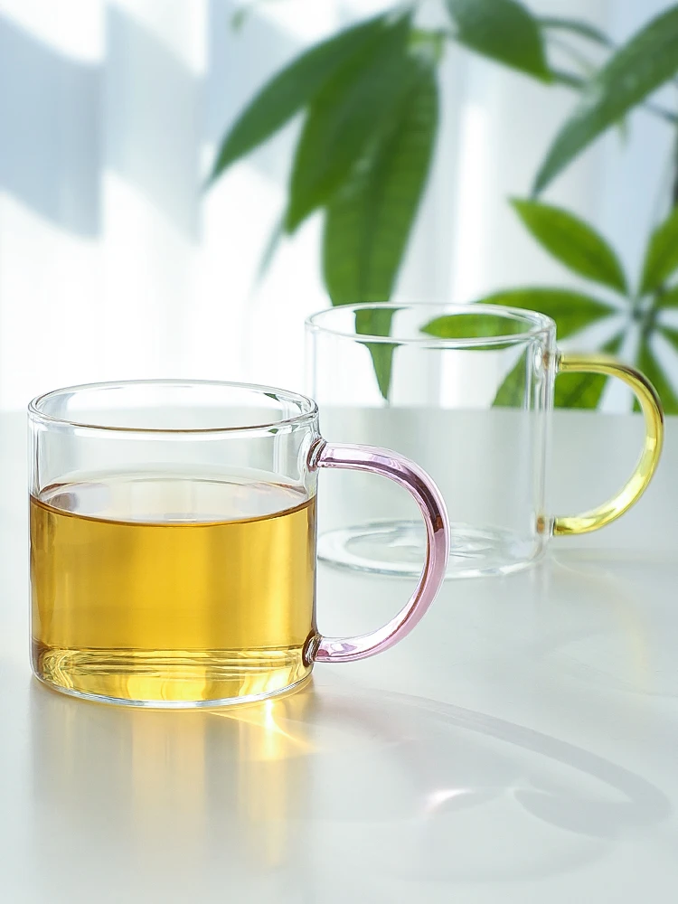 High Borosilie Glass Mug with Handle for Office Use een Tea Cup Microwave Se Heat Resistant Modern Simple Sle Water Cup