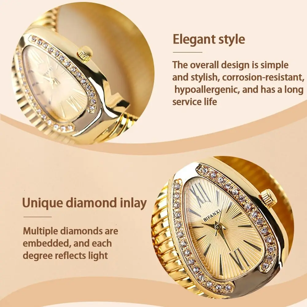 Женские кварцевые часы в форме змеи, модные наручные часы с ремешком из нержавеющей стали, браслет, кварцевые часы