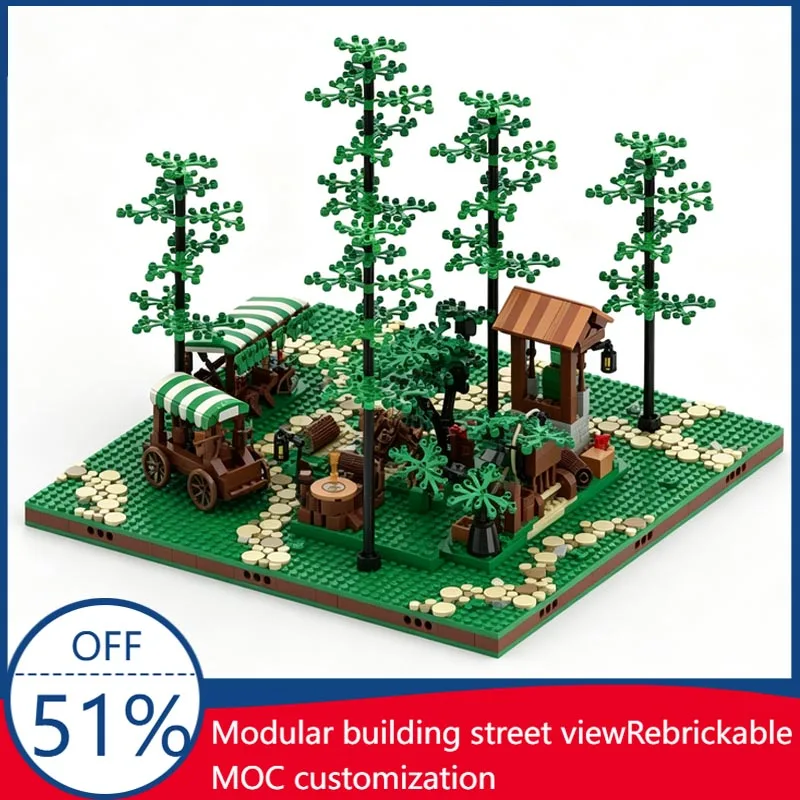 NEW 1398 PCS Forestmen Medieval Forest Diorama Scene MOC Model Building Blocks DIY Assembly Educational Birthday Christmas Gift