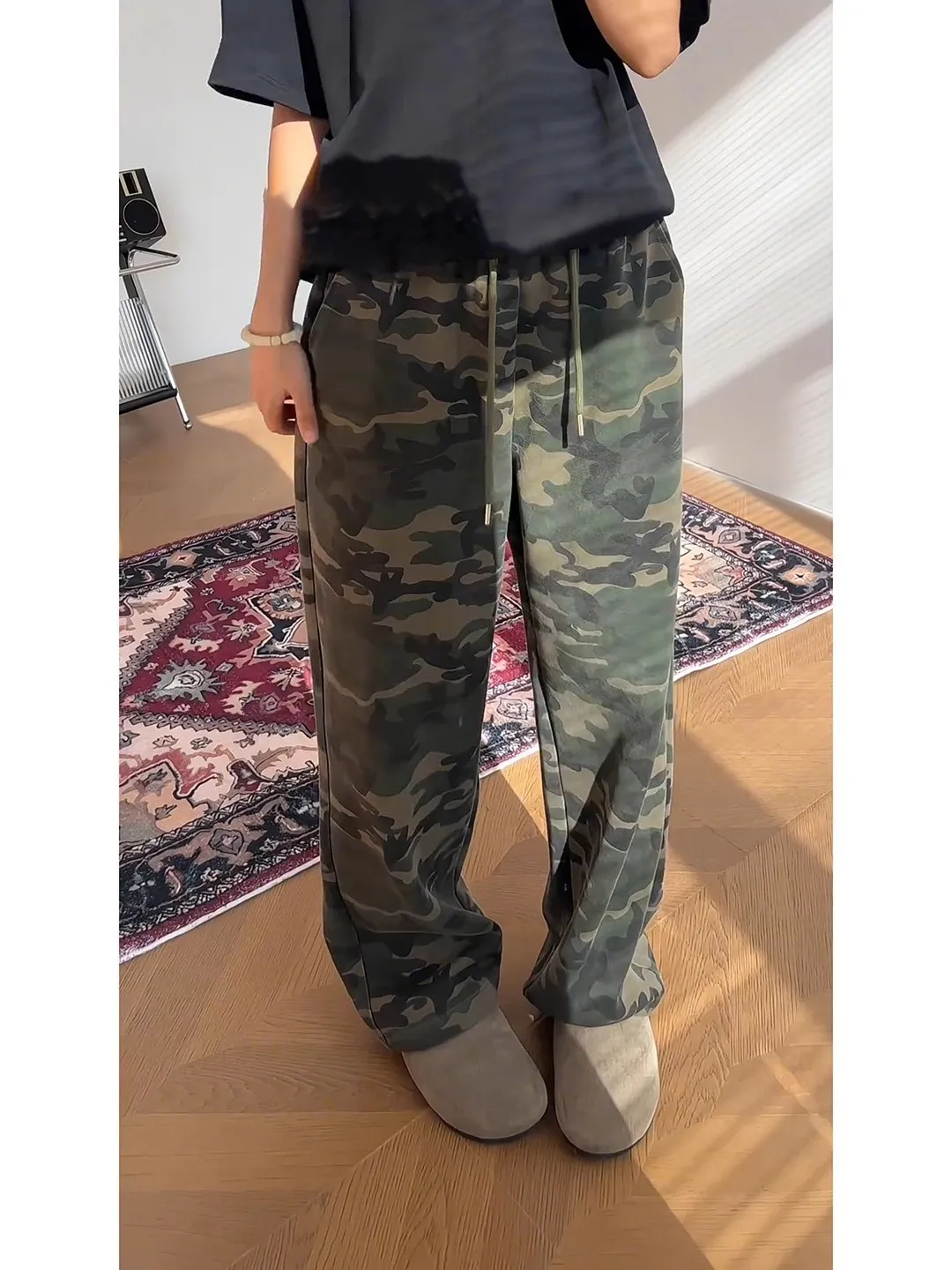 

American Retro Camouflage Sweatpants Men's Hiphop Heavyweight Casual Pants Trendy Brand Dra Knife Pants