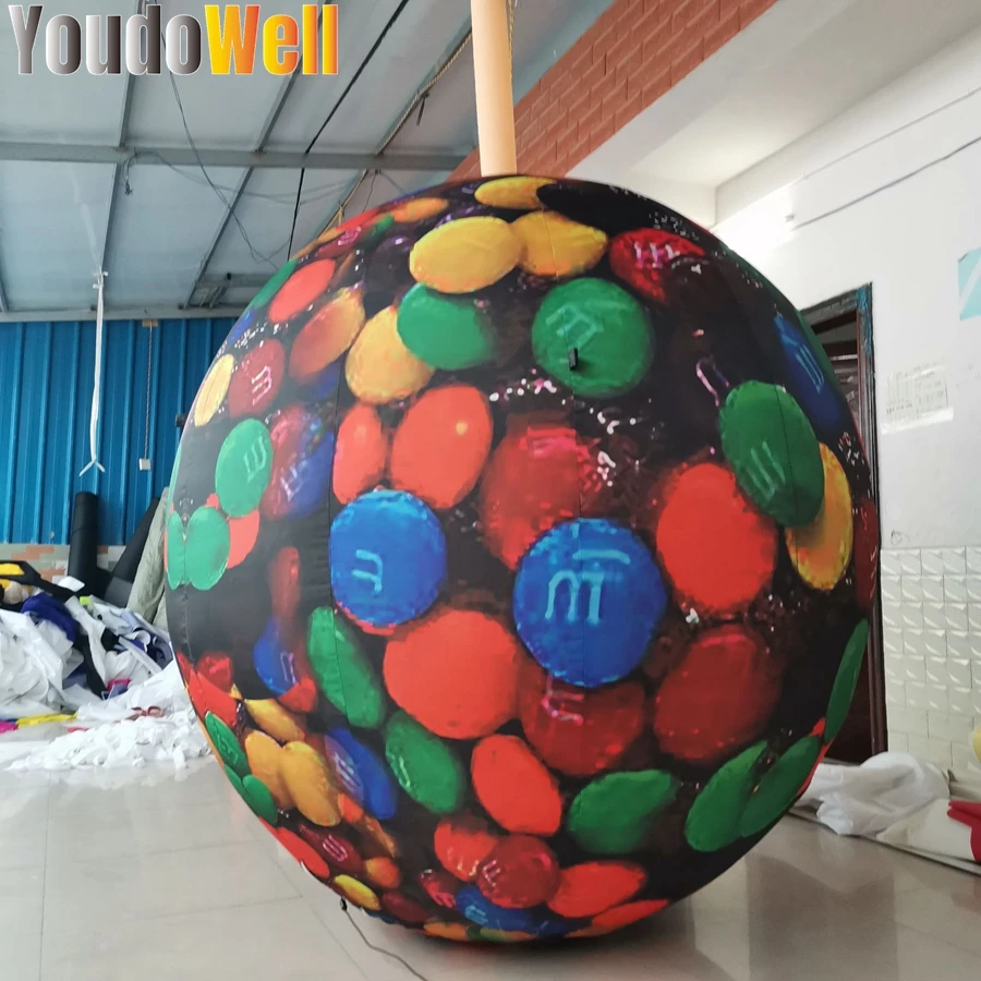 Inflatable Snack Rainbow Candy Ball Model Round Printed Candy Replica Suitable For Merchandise Sales Advertising Decoration