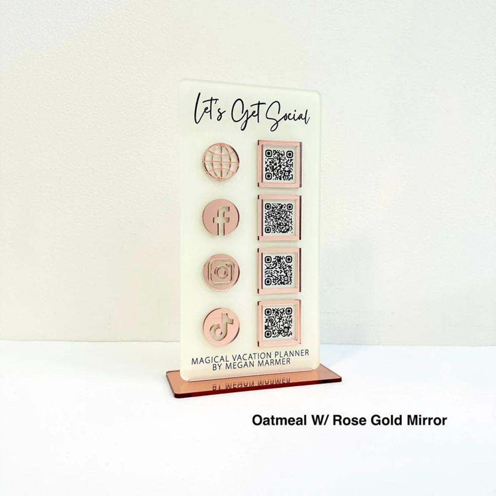 لوحة أكريليك قابلة للتخصيص لرمز الاستجابة السريعة، شعار متجر شخصي، صفحة قائمة المطاعم، الدفع، اتصال واي فاي، مراجعة الوسائط الاجتماعية