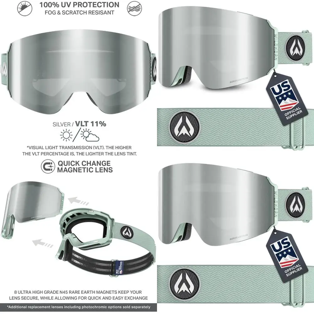 

Ultra Wide-Angle Ski Goggles, 185° Field of View, Anti-Fog and Scratch-Resistant, 100% UV Protection for Men and Women