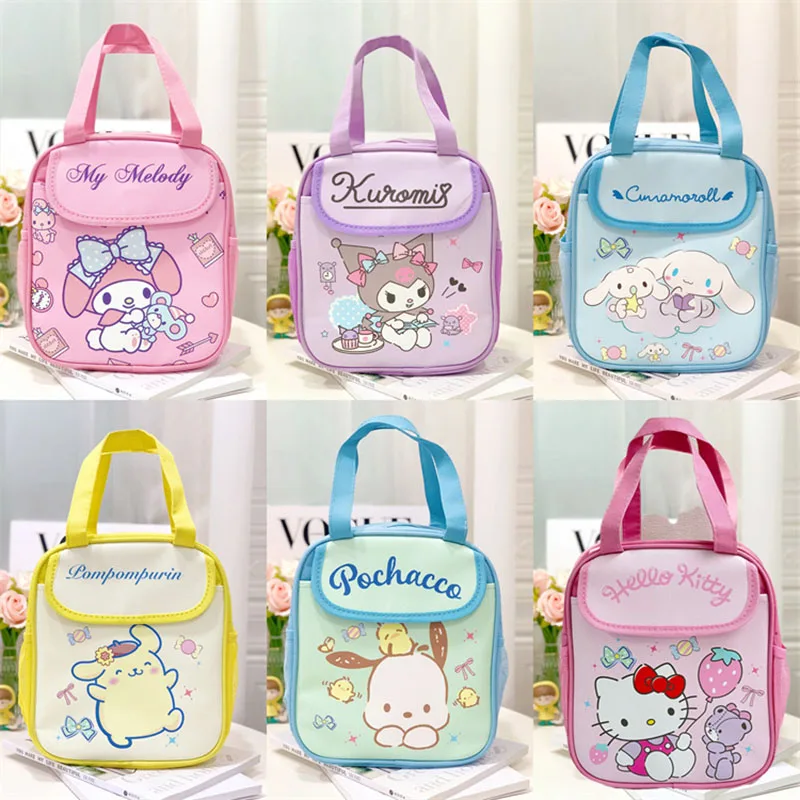 Cute Sanrio Hello Kitty Lunch Box Insulation Bag Kuromi Anime Cartoon Large Capacity Zipper Lunch Bag Student School Adult Work