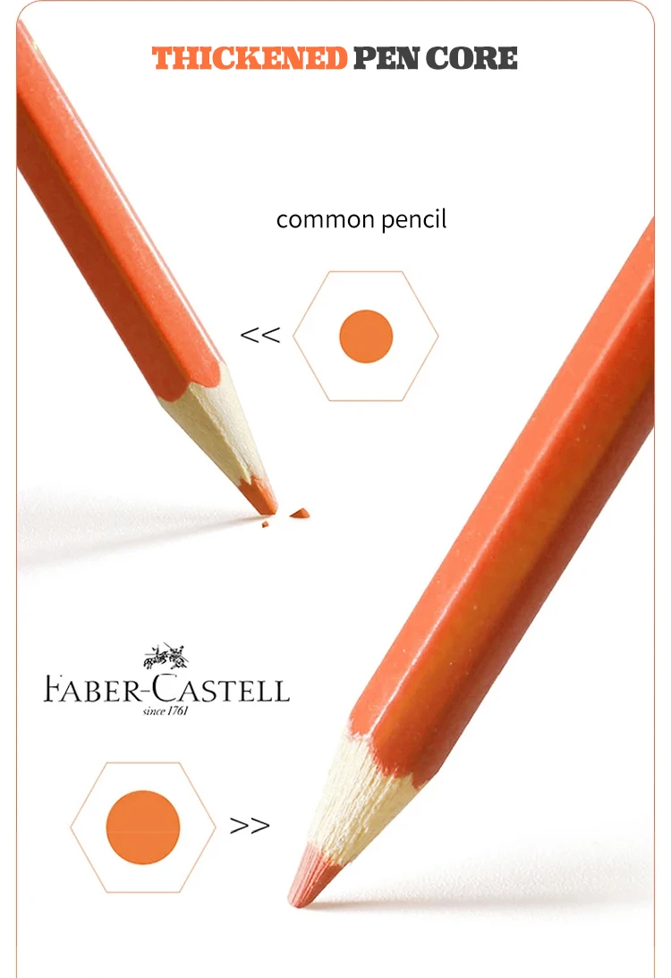 Faber Castell 5 Stück farbige Buntstifte mit 4 mm Kern, wasserlöslicher und öliger Bleistift zum Zeichnen von Künstlern, Skizzieren, Porträt, Kunstbedarf – Detail 5
