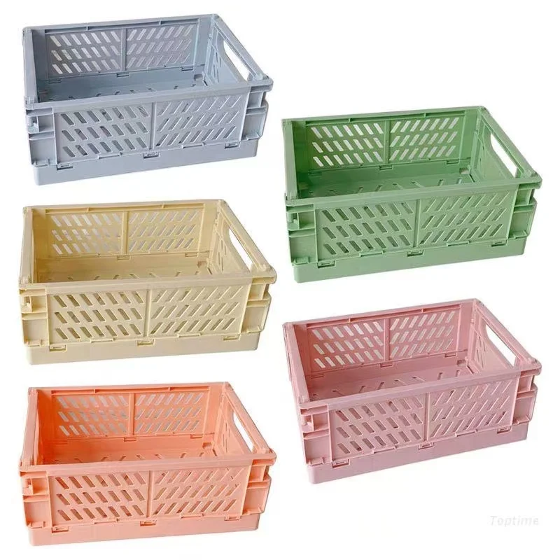 Creative Foldable Storage Boxes Student Desktop Collapsible Crate Organizer Tape Stationery Cosmetic Rack Folding Storage Basket