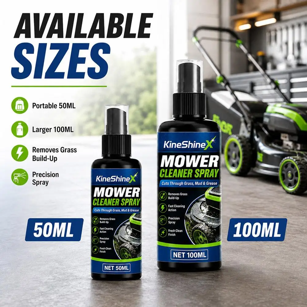 50ml 100ml Lawn Mower Cleaner Spray Cuts Grass Mud Grease Rust Remover Blade Deck Wash Garden Yard Tractor Maintenance Tool