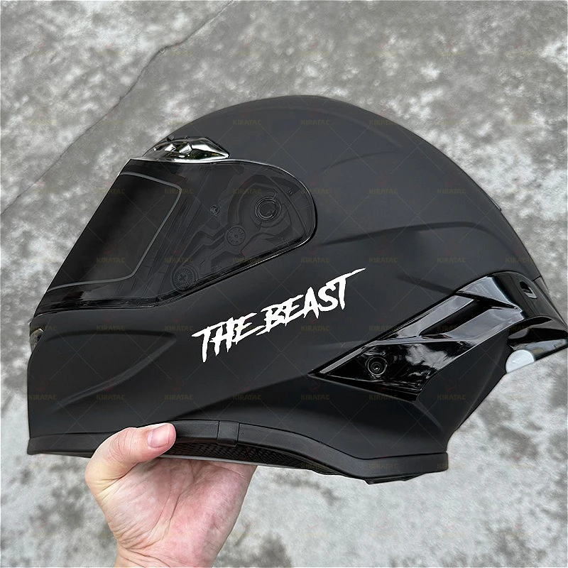 Confezione combinata di 2 dimensioni THE BEAST Adesivo moto impermeabile per caschi moto Serbatoi carburante Corpo bicicletta Decalcomanie universali in vinile