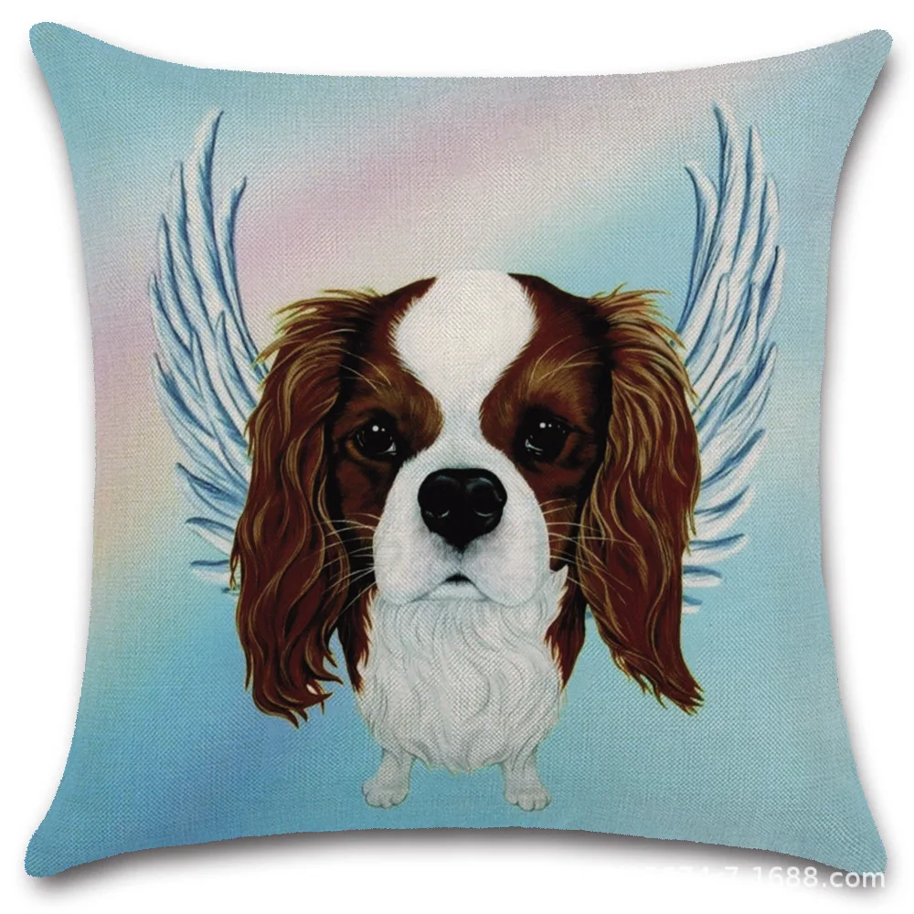 Angel Dog Pillowcases Dog with Wings Pillows Case for Girls Room Aesthetics Boy Kid Gift Sofa Bed Pillow Covers Decorative 45x45