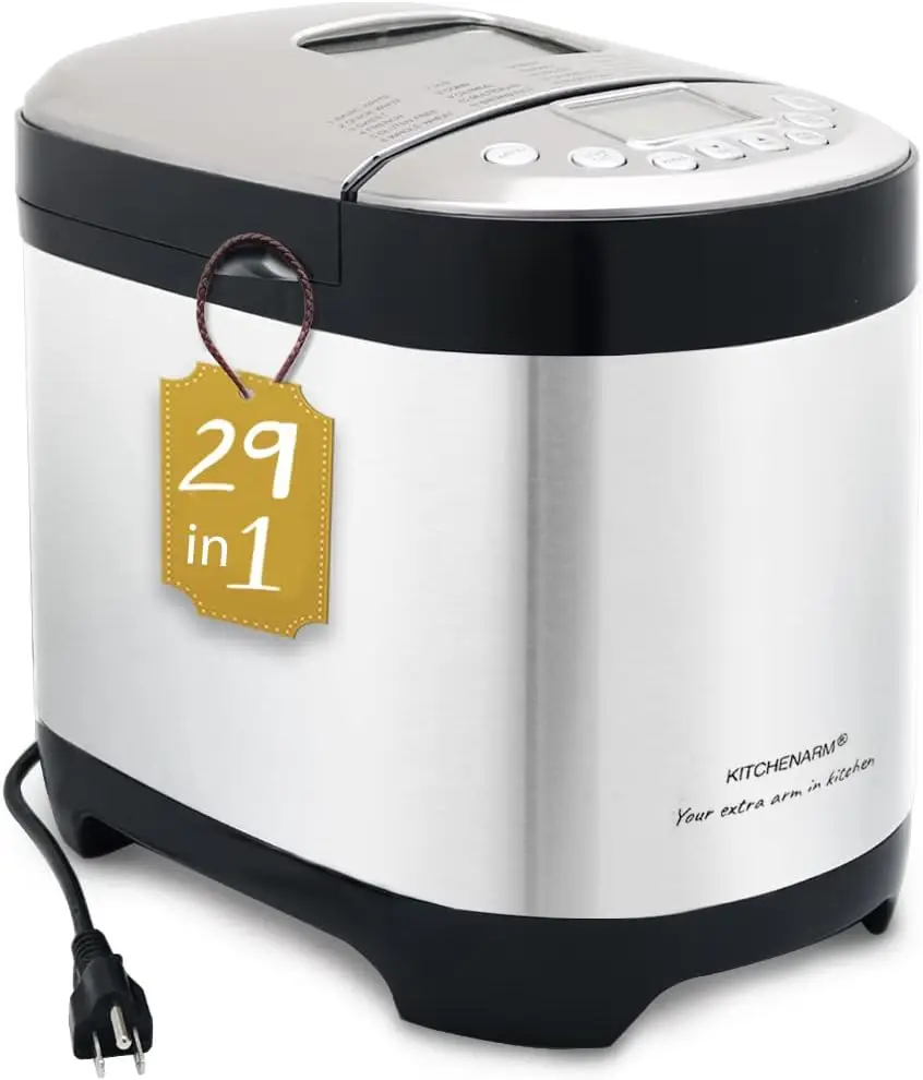 KITCHENARM 29-in-1 SMART Bread Machine with Gluten Free Setting 2LB 1.5LB 1LB Bread Maker Machine with Homemade Cycle