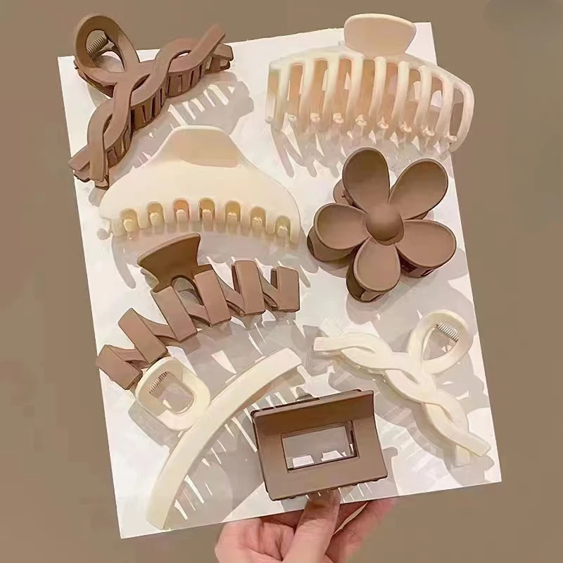 8PCS Hoofddeksels Set Mode Haar Klauw Clip voor Vrouwen Eenvoudige Acryl Grote Haar Klauw Meisjes Haarspelden Clip Barrette Haaraccessoires