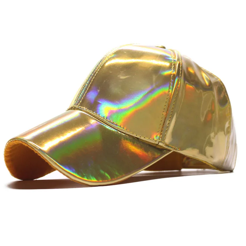 Fashionable new PU leather colorful patent leather rainbow excessively bright color European and American trendy baseball cap