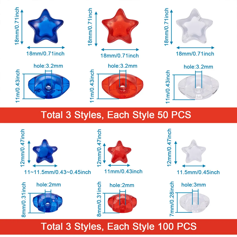 450Pcs Transparent Acrylic Beads Mixed Color Star Bead in Bead for Earrings Bracelet Jewelry Making Accessories