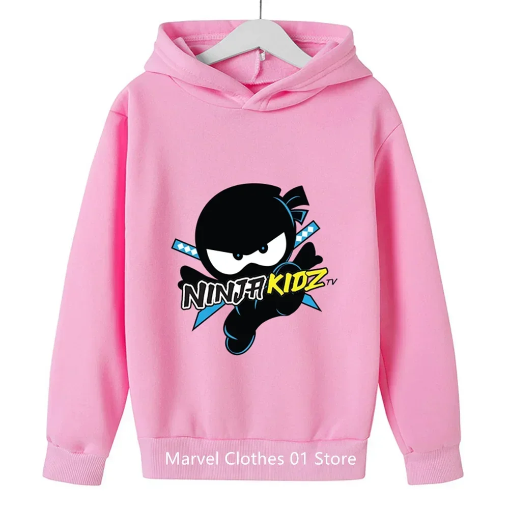 Boys Hooded Girls T Shirt NINJA KIDZ Hoodie Kids Casual Sweatershirt Child Fashion Clothes Cotton Birthday Girl Costume 3-14Y