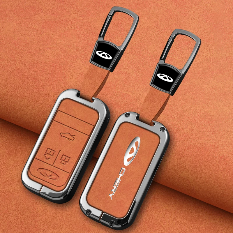 

Zinc Alloy Car Key Case Cover Shell Buckle Bag for Chery Tiggo 8 Remote Control Protective Auto Keychain Interior Accessories